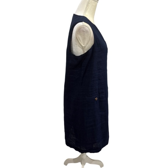 J. McLaughlin Weezie Navy Blue 100% Linen Sleeveless Dress SZ Medium $198 NWT - Picture 7 of 10